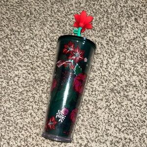 Starbucks cup with straw and flower straw topper *limited collection*